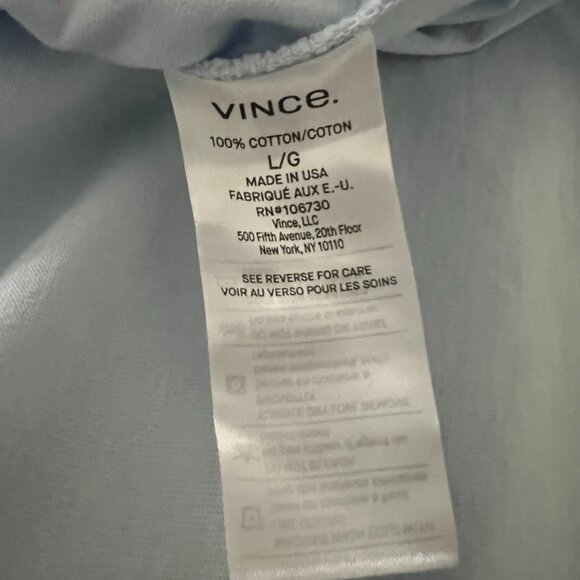 Vince Garment Dye T-Shirt Blue Solid Crew Neck Short Sleeve + - Picture 6 of 6